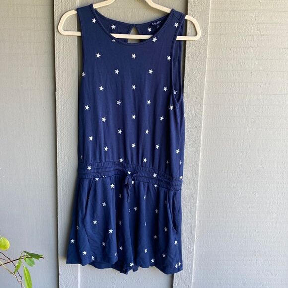 NWT - Splendid Navy Blue with White Embroidered Stars Shorts Romper Size… - Picture 3 of 7